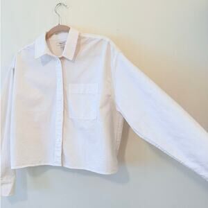 Madewell Straight-Hem Shirt White Cotton Button Down Size M Minimalist